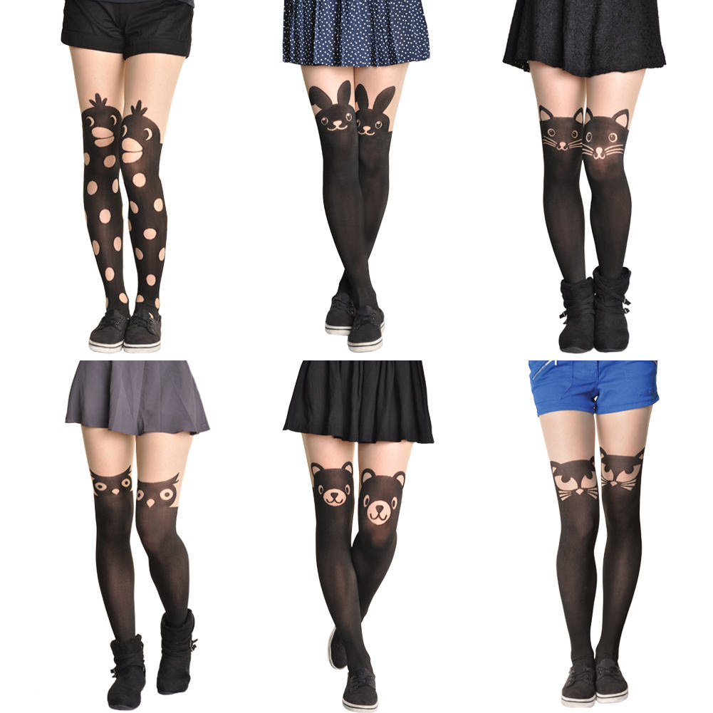 Animal Pattern Faux Thigh High Pantyhose (1-Pack)