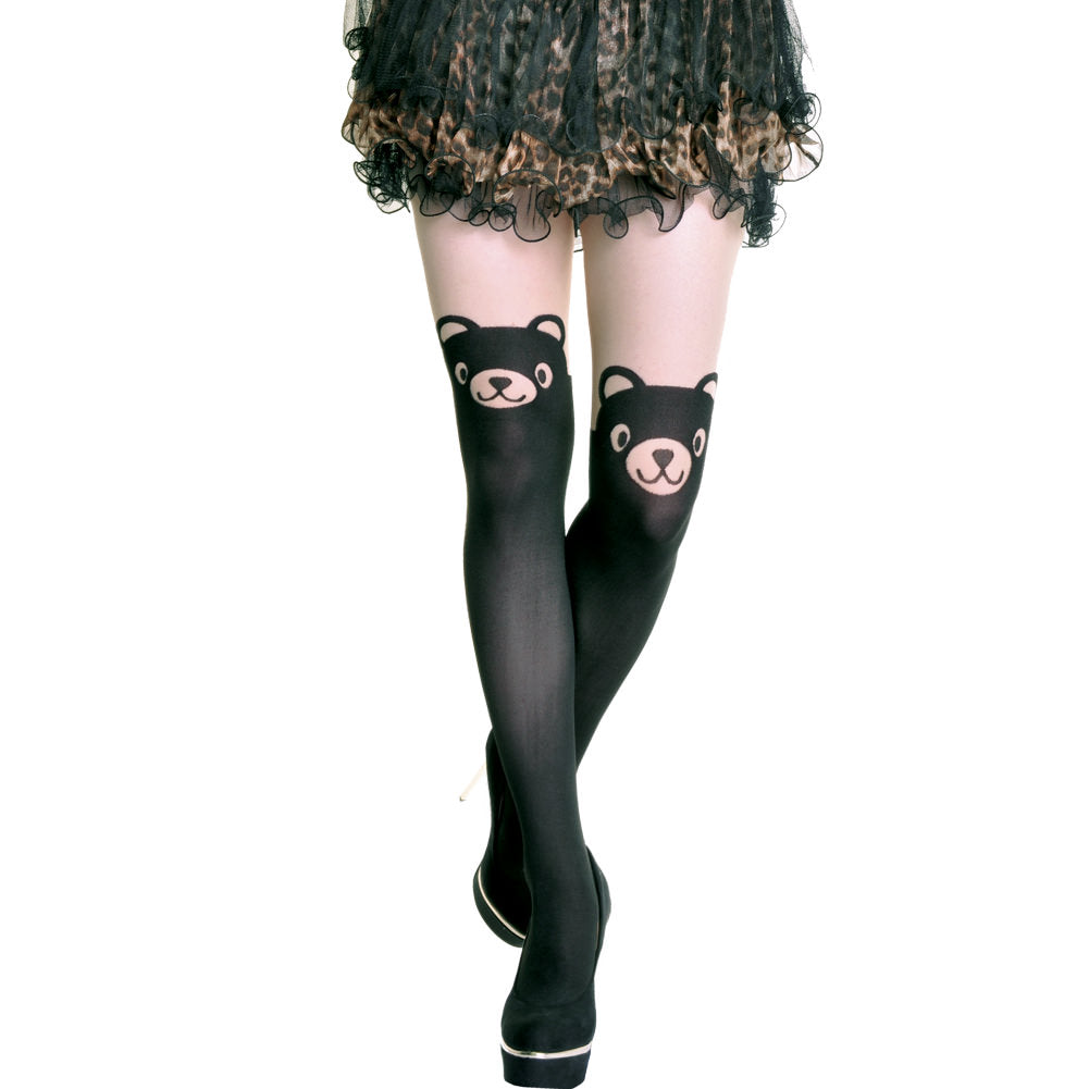 Animal Pattern Faux Thigh High Pantyhose (1-Pack)