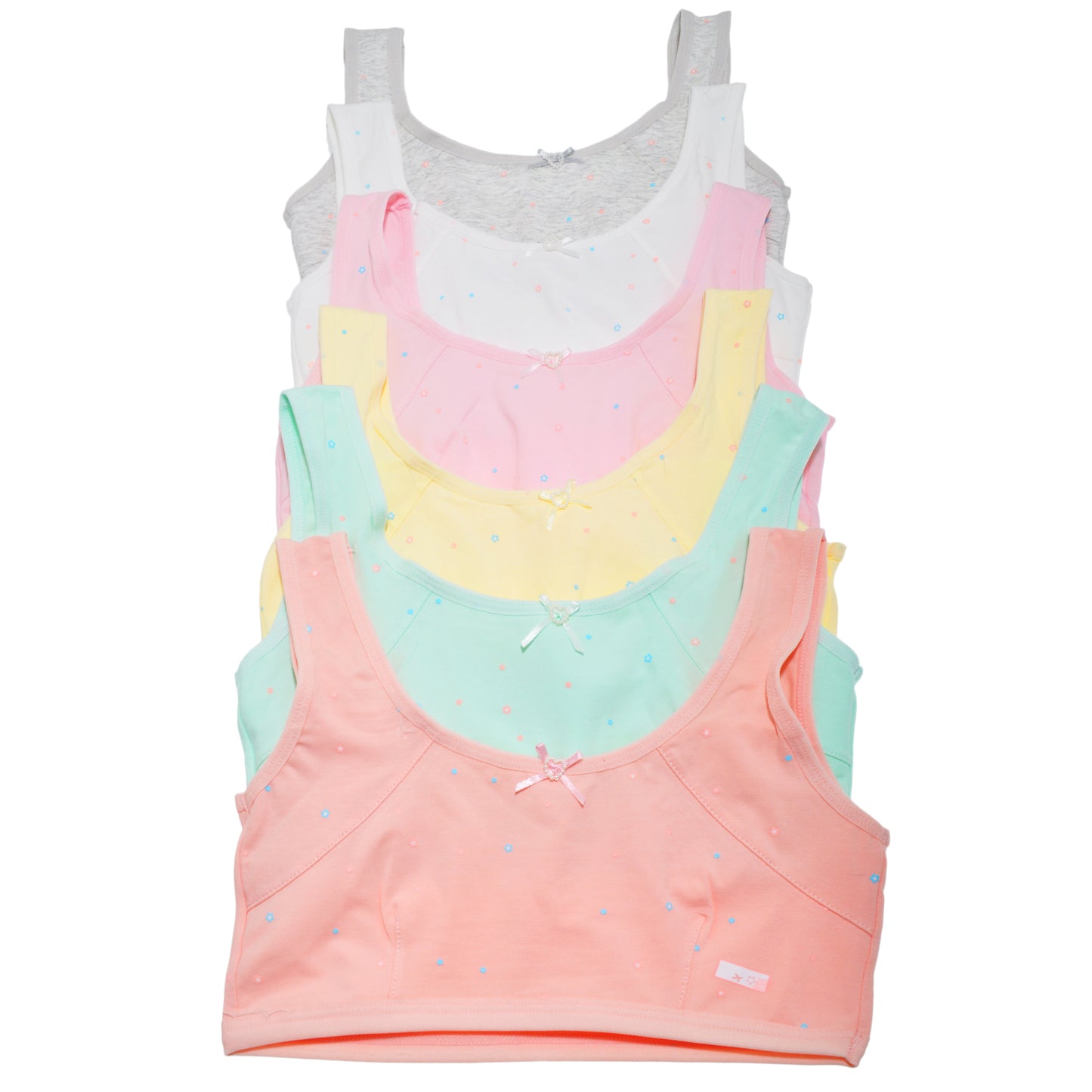 Girl's Cotton Training Bra with Star Print Design (6-Pack)