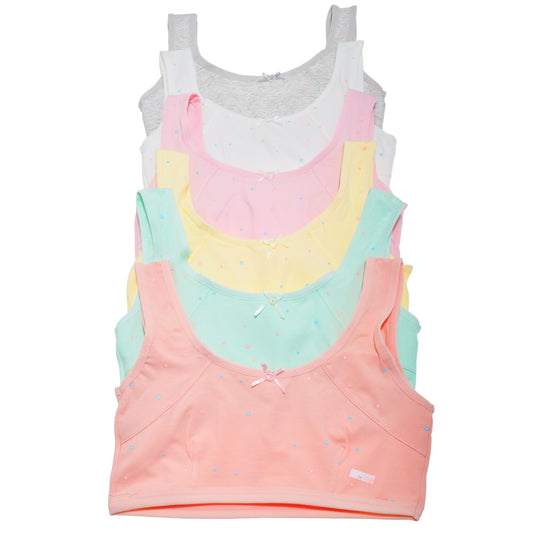 Girl's Cotton Training Bra with Star Print Design (6-Pack)