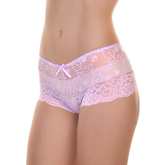 Lace Cheeky Boxer Panties (12 Pack)