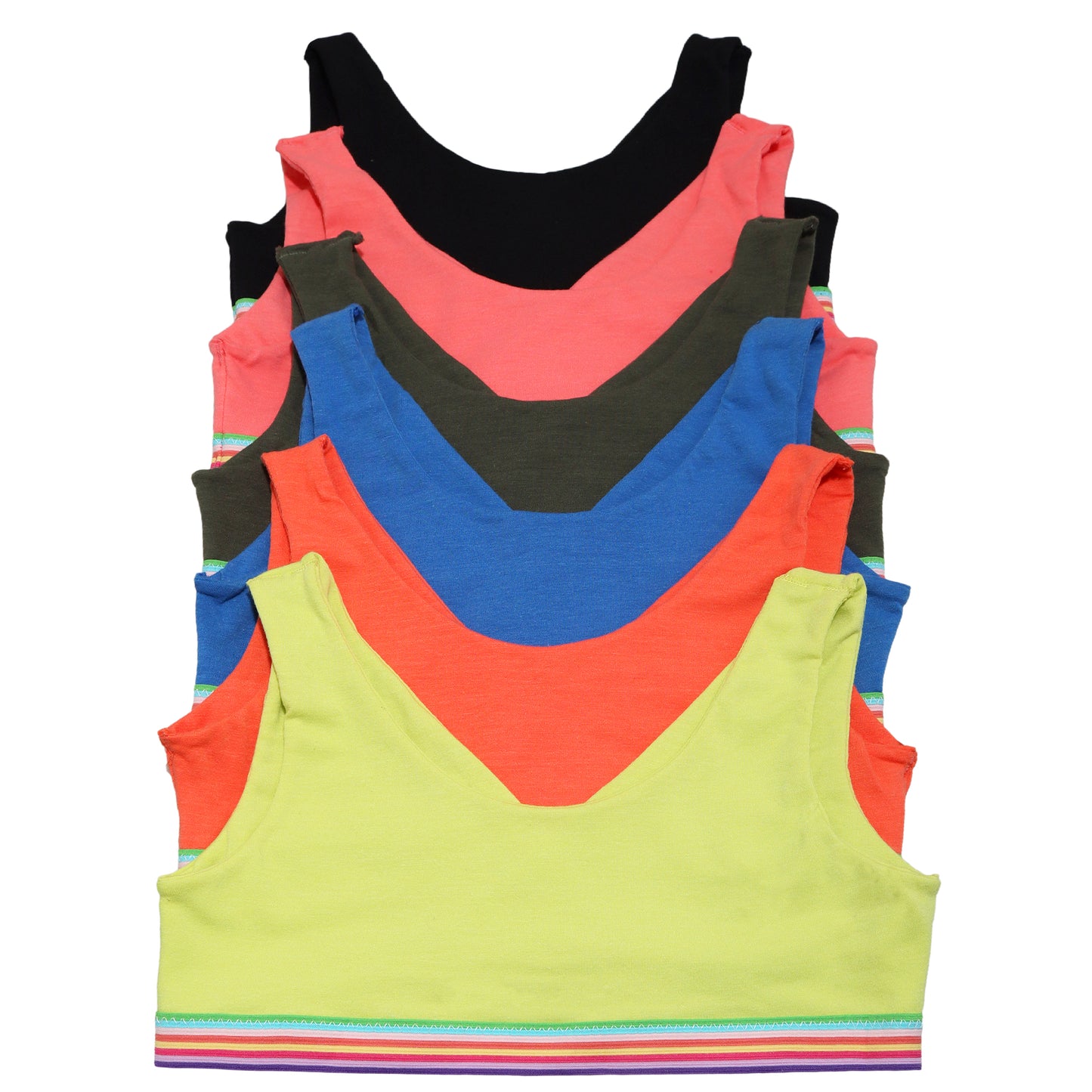 Girls Cotton Training Bra with Rainbow Elastic (6-Pack)