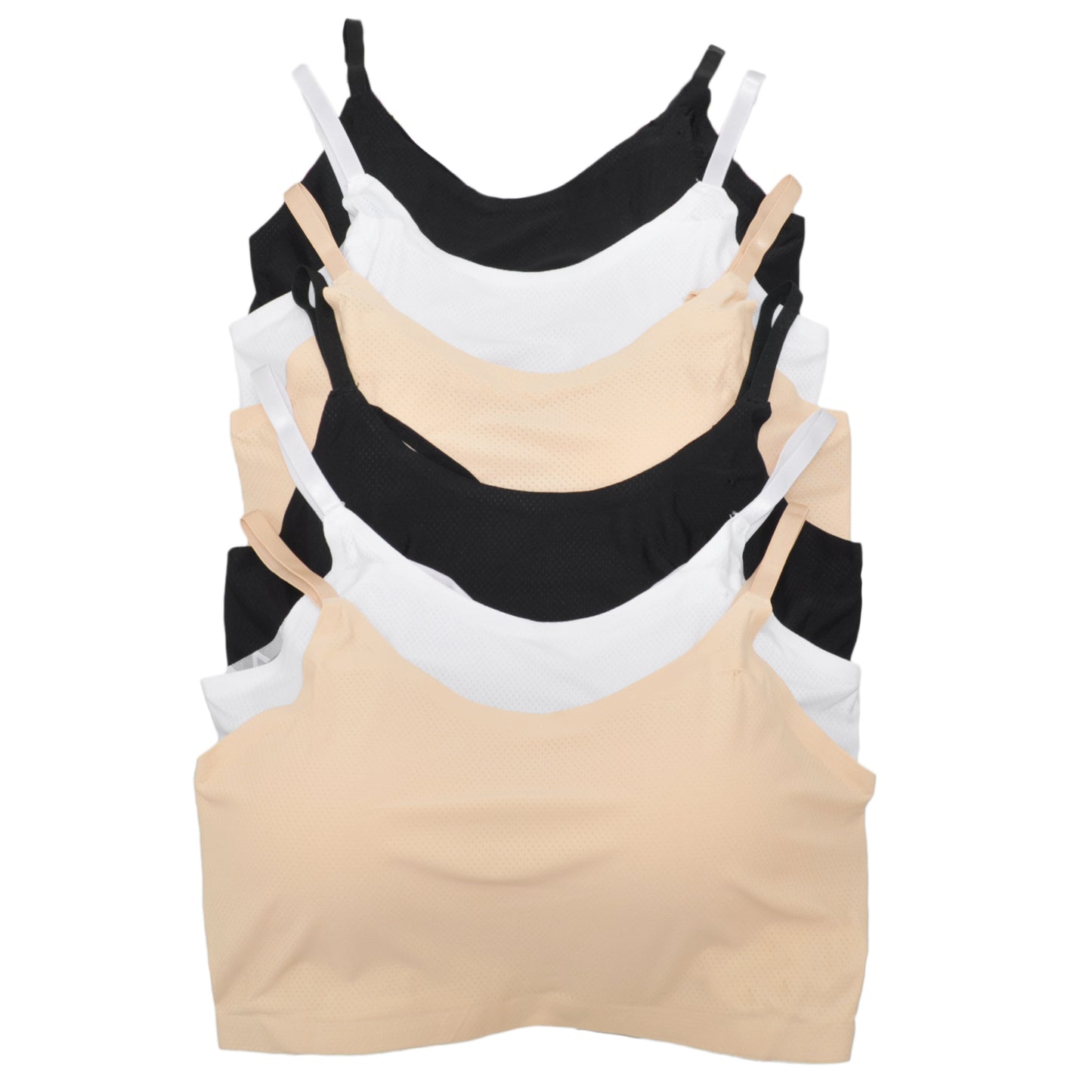 Wire-free Laser Cut Bralettes with Lace Back Design (6-Pack)