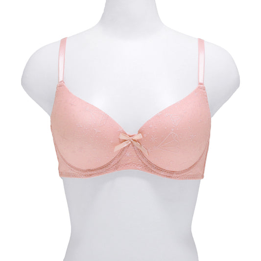 Wired A-Cup Bras with Embroidered Diamond Design (6-Pack)