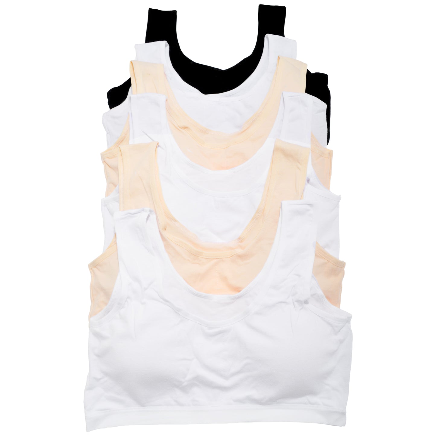 Girls Basic Wide Straps Wireless Training Bras (6-Pack)