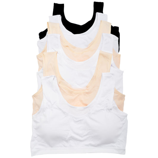 Girls Basic Wide Straps Wireless Training Bras (6-Pack)