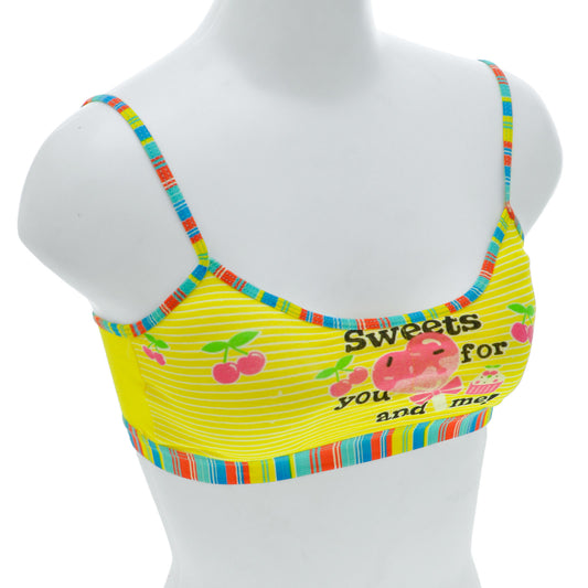 Girls' Cami Style Training Bra with Cherry Print Design (6-Pack)