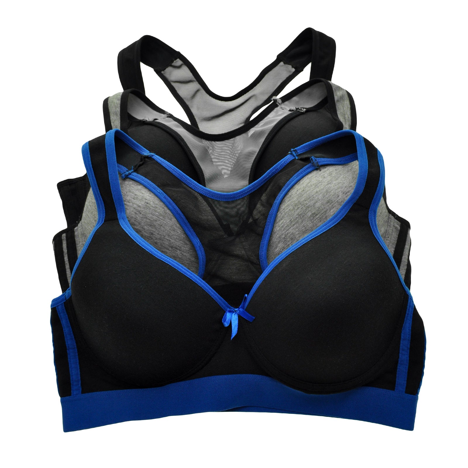 Angelina Wired Cotton Sports Bra with Mesh Racerback