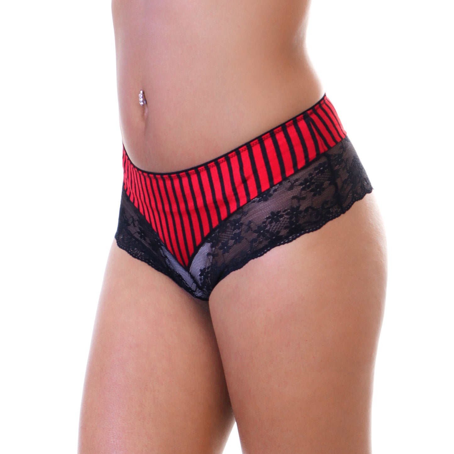 Matching Cheeky Bikini Panties with Stripe Print Design (12 Pack)