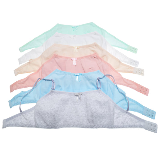 Girl's Wire-free Classic Cotton Training Bra (6-Pack)