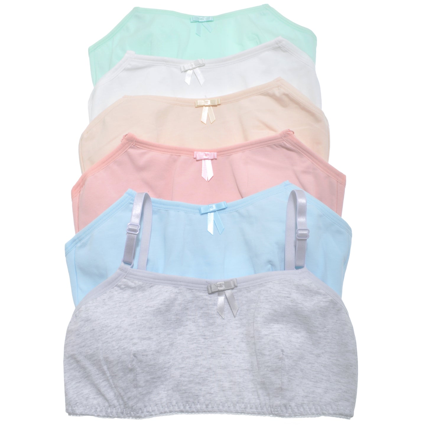 Girl's Wire-free Classic Cotton Training Bra (6-Pack)