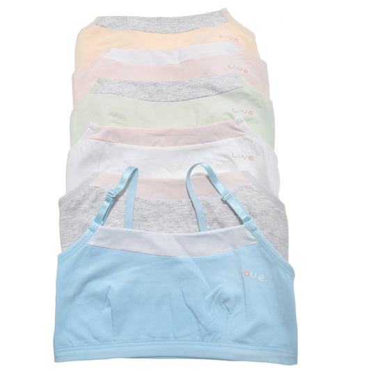 Girl's Wire-free Cotton Training Bra with Love Detail (6-Pack)