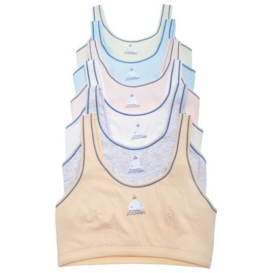Girl's Wire-free Cotton Training Bra (6-Pack)