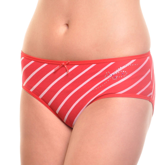 Cotton Hiphuggers w/ White Stripes Rhinestone Embellishment (6-Pack)