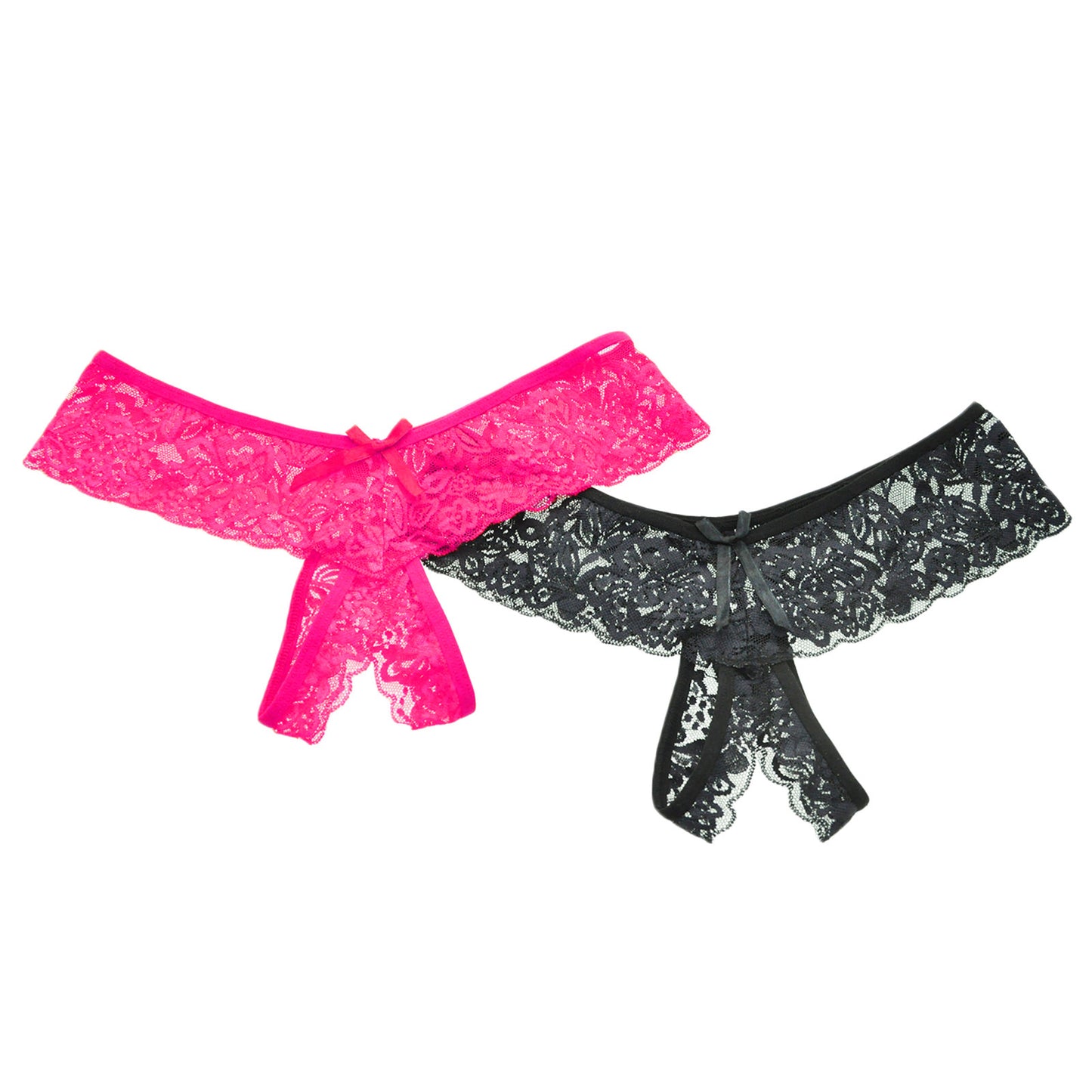 Open-Crotch Lace Thongs (2-Pack)