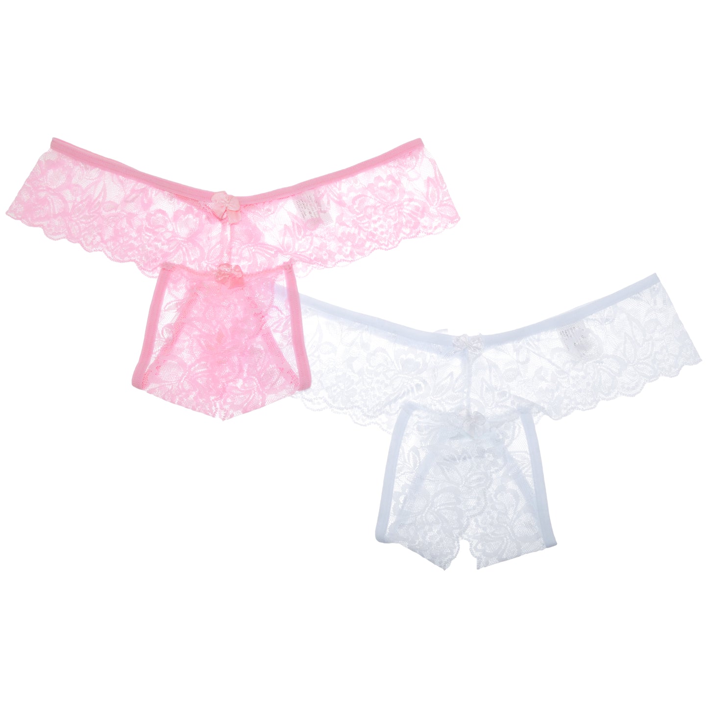 Open-Crotch Lace Thongs (2-Pack)