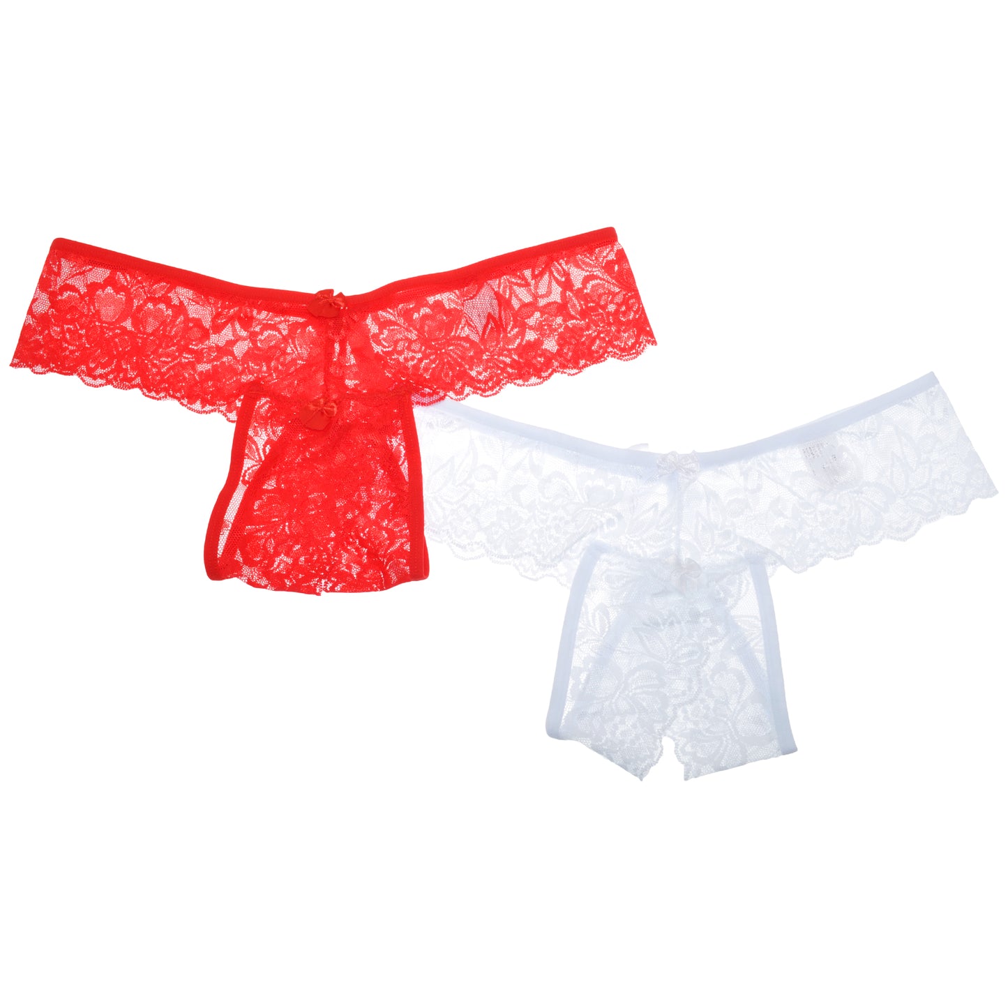 Open-Crotch Lace Thongs (2-Pack)