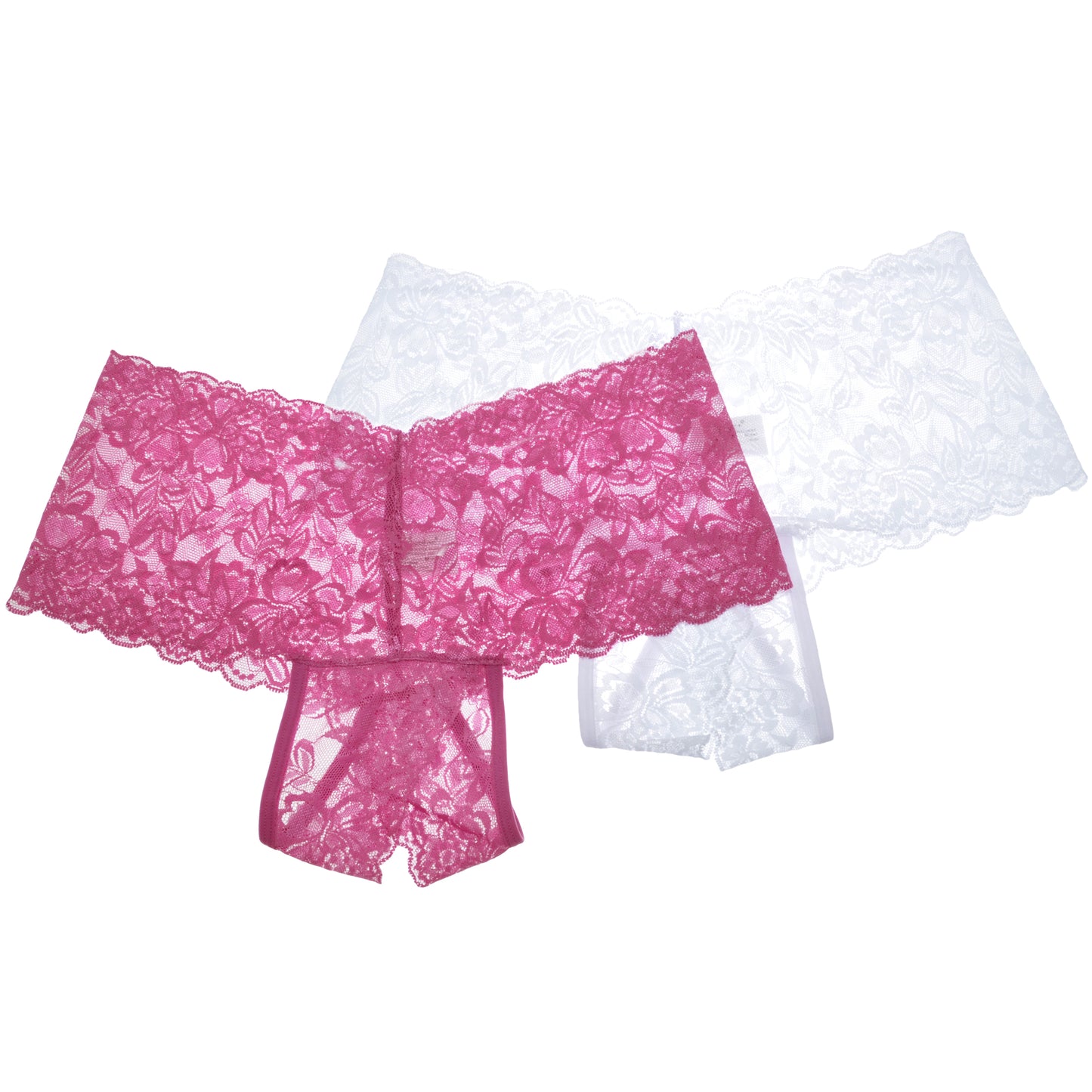 Open-Crotch Cheeky Boxers with Floral Lace Design (2-Pack)