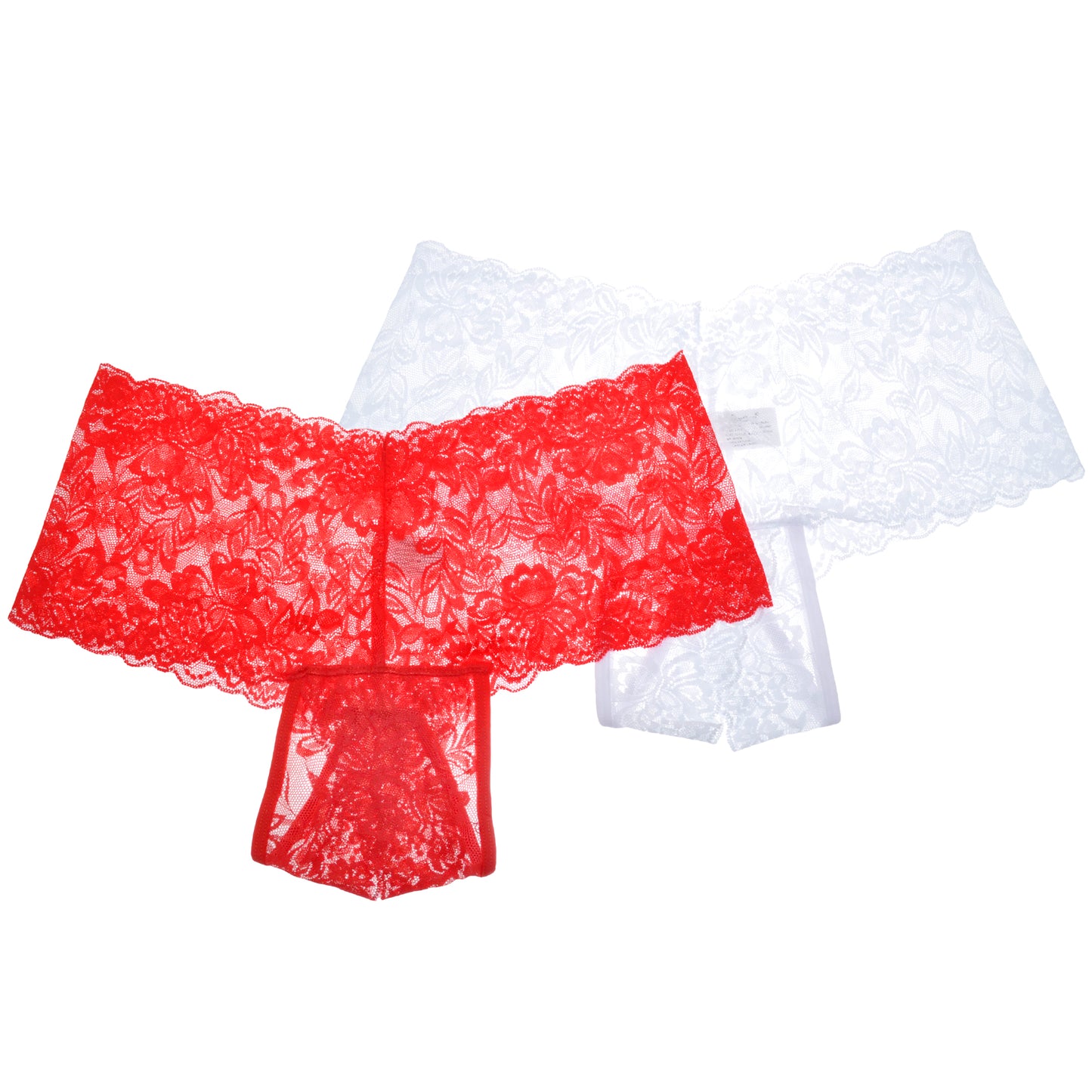 Open-Crotch Cheeky Boxers with Floral Lace Design (2-Pack)