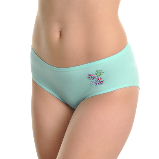 Cotton Embroidered Flowers Hiphugger (6-Pack)