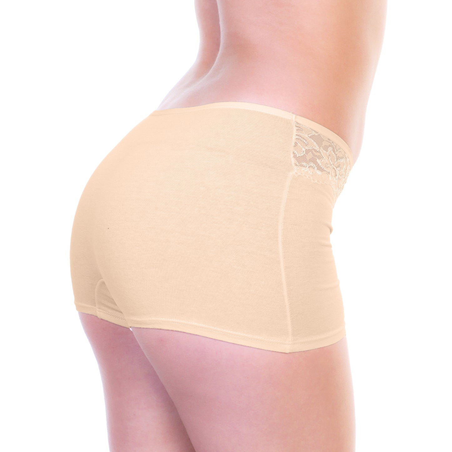 Classic Cotton Boyshort Panties with Lace Accent (12-Pack)