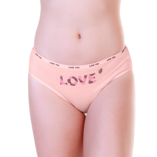 Cotton Bikini Panties with Love You Print on Waistband (6-Pack)