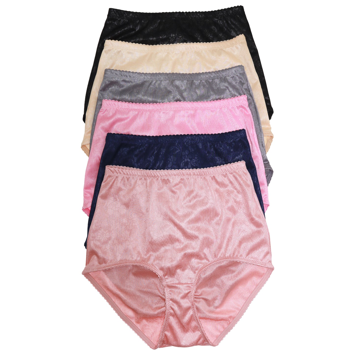 High-Waisted Classic Briefs with Ruched Back (6-Pack)