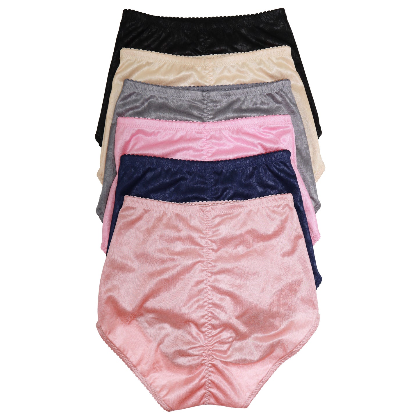 High-Waisted Classic Briefs with Ruched Back (6-Pack)