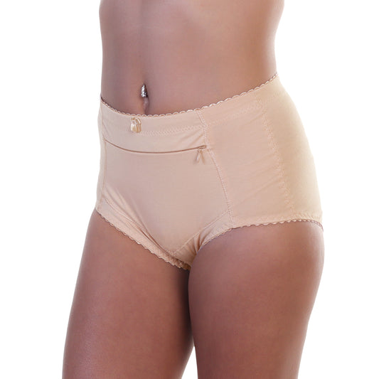 Cotton High Waist Briefs with Zippered Pocket (12-Pack)