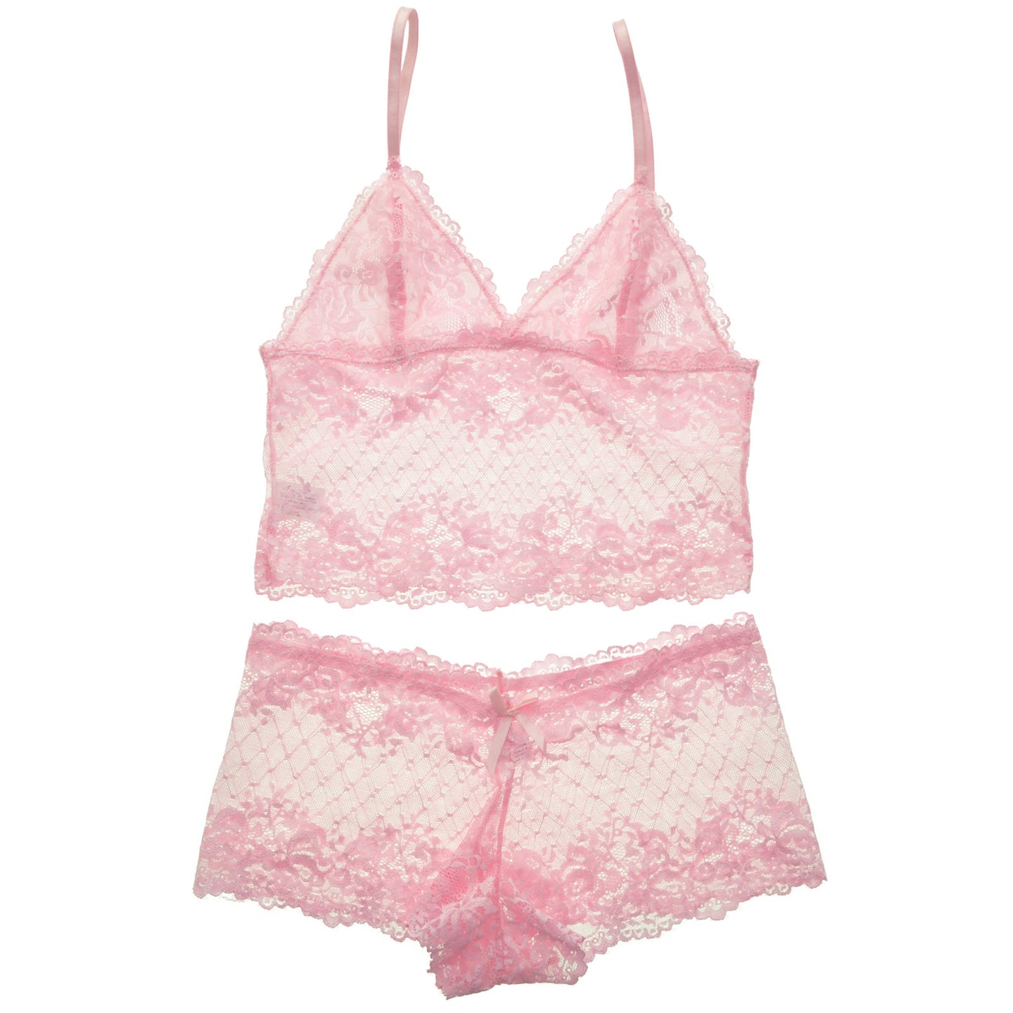 Lace Cami Top and Boxer Shorts Lingerie Set (2-Set)