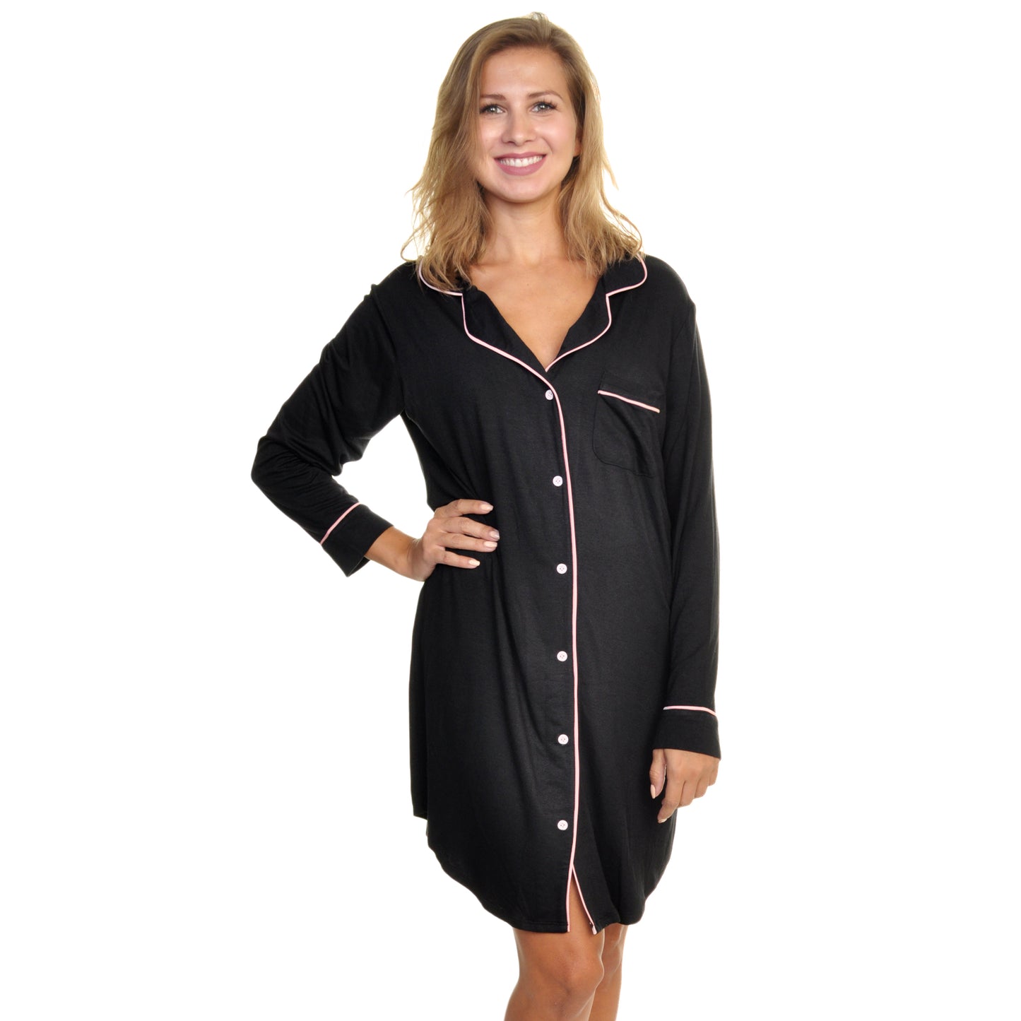 Women's Modal Button Down Sleep Shirt Dress Pajama (1-Pack)