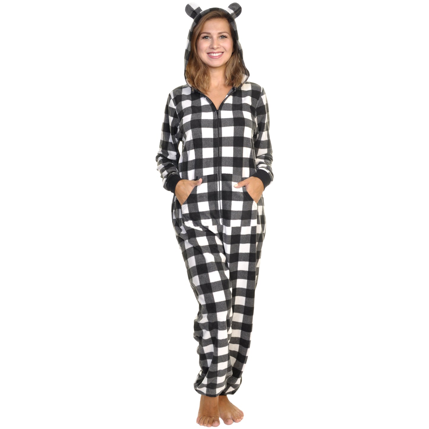 Unisex FLEECE Novelty One-Piece Hooded Pajamas (1-Pack)