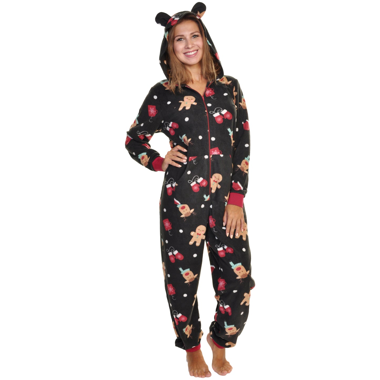 Unisex FLEECE Novelty One-Piece Hooded Pajamas (1-Pack)