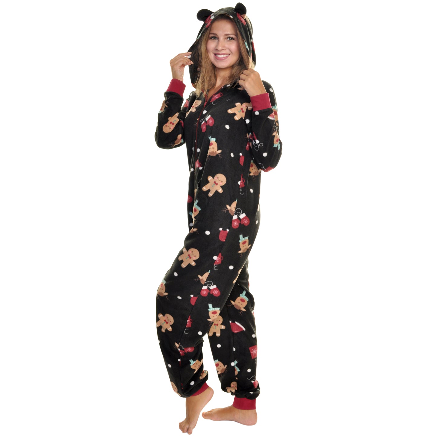 Unisex FLEECE Novelty One-Piece Hooded Pajamas (1-Pack)