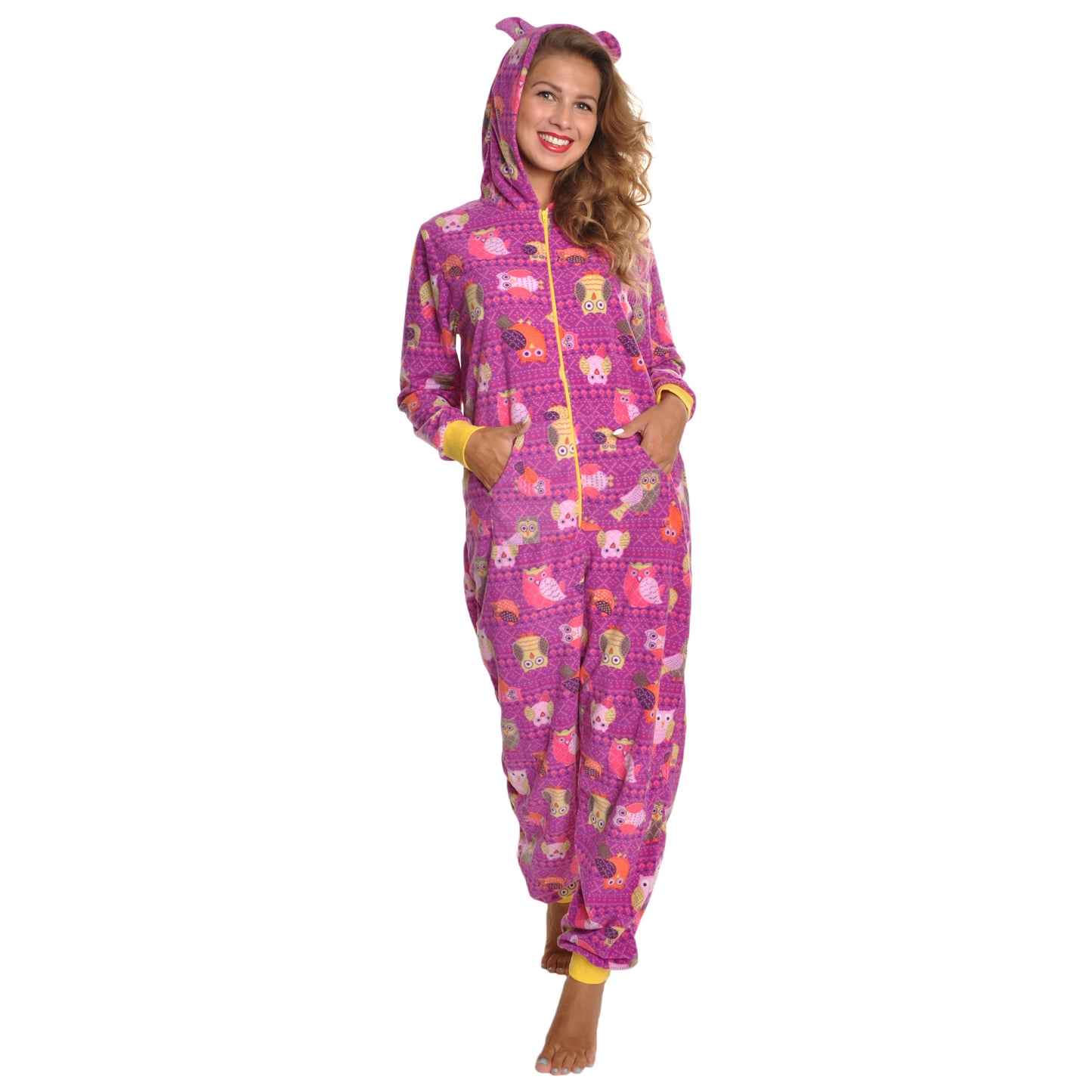 Unisex FLEECE Novelty One-Piece Hooded Pajamas (1-Pack)