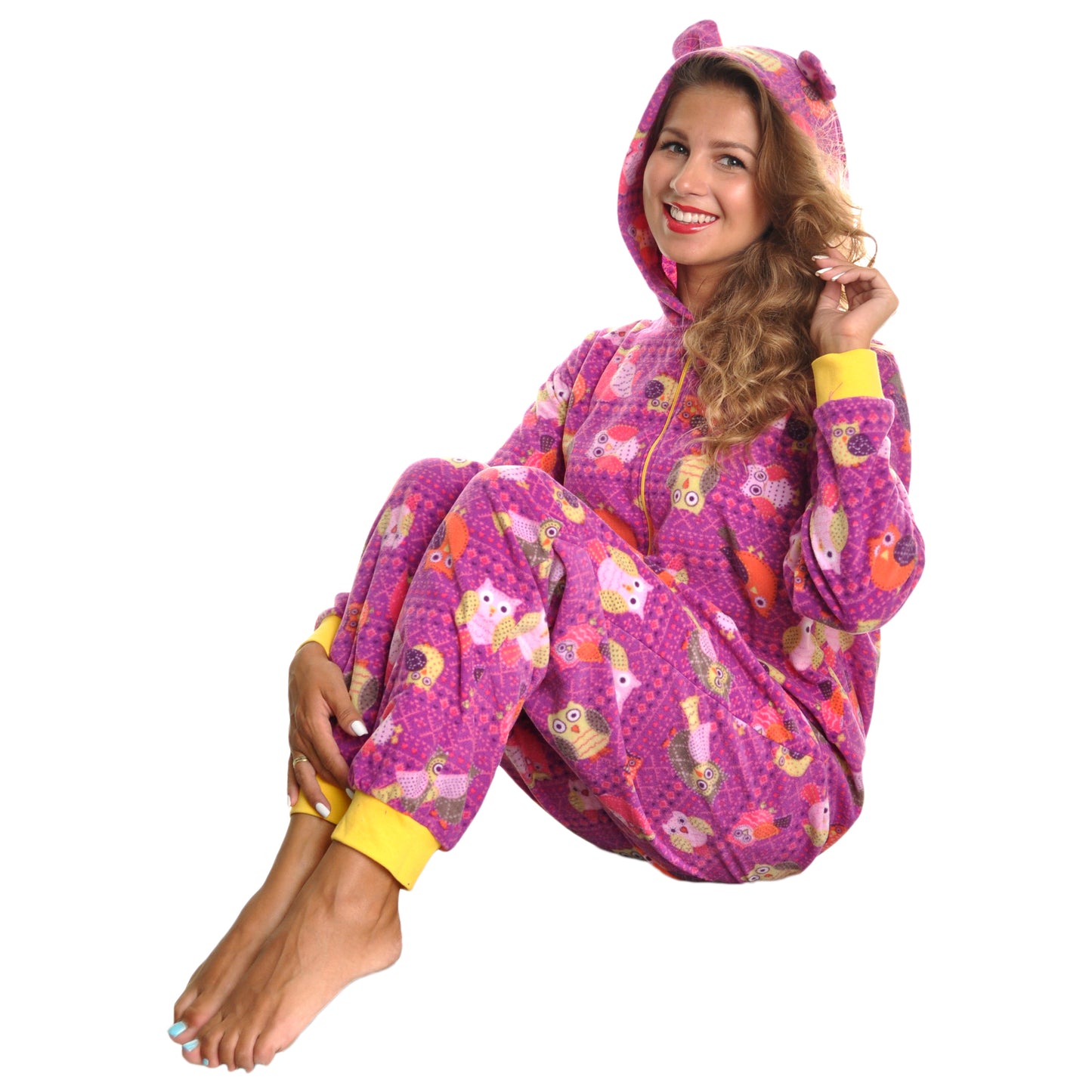 Unisex FLEECE Novelty One-Piece Hooded Pajamas (1-Pack)