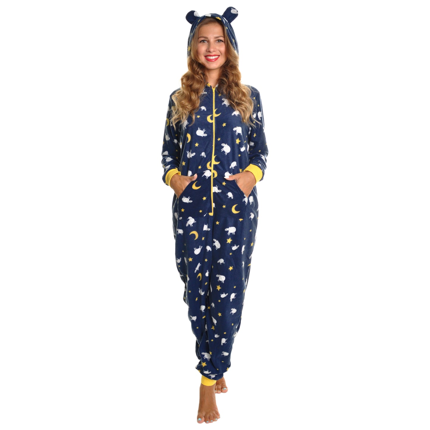 Unisex FLEECE Novelty One-Piece Hooded Pajamas (1-Pack)
