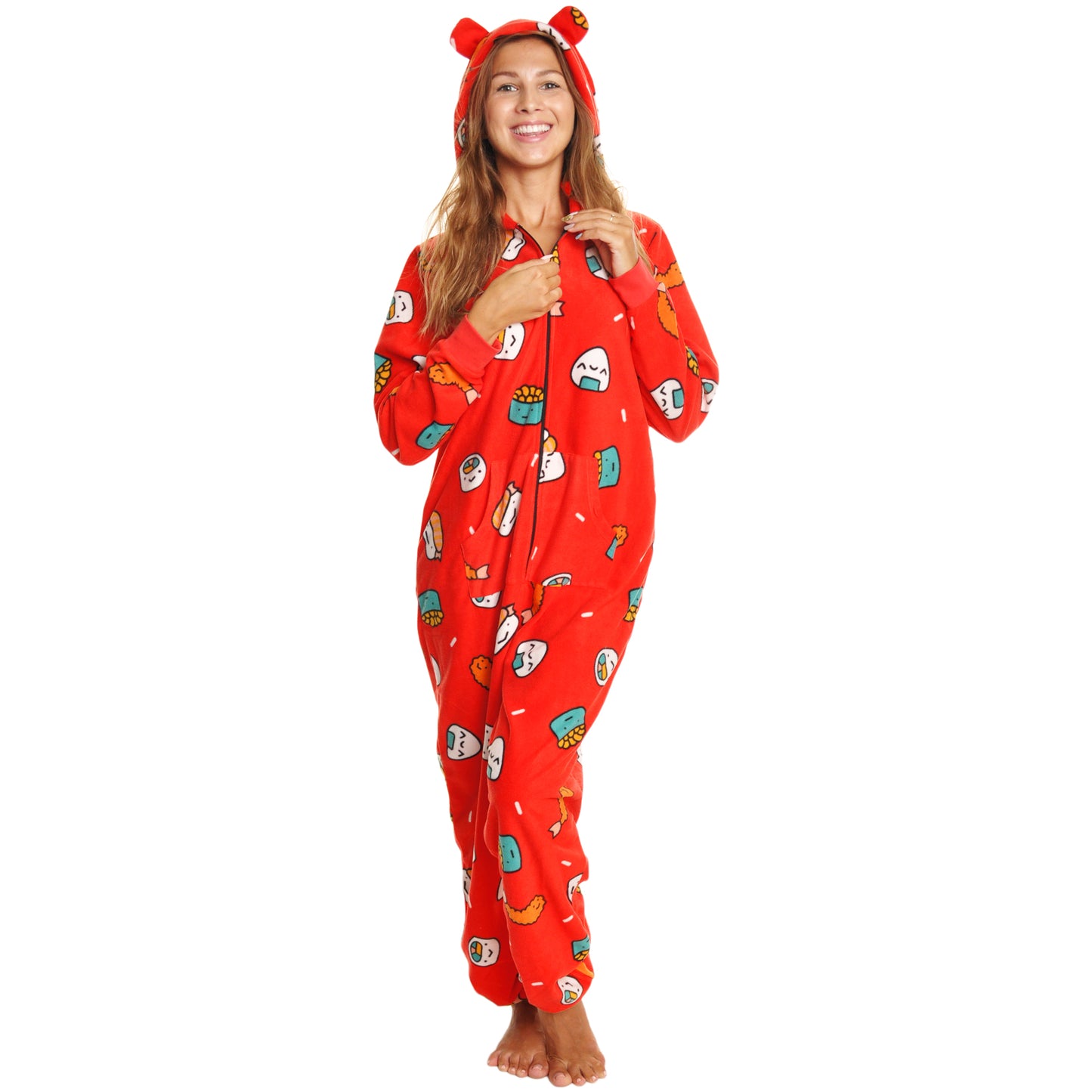 Unisex FLEECE Novelty One-Piece Hooded Pajamas (1-Pack)