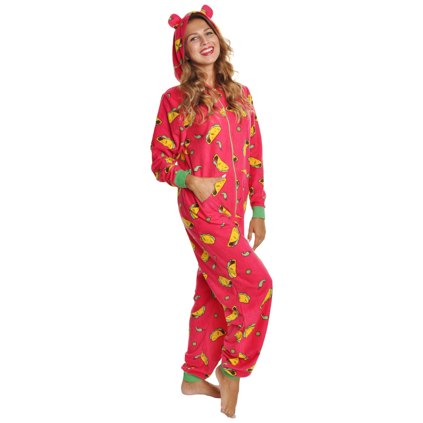 Unisex FLEECE Novelty One-Piece Hooded Pajamas (1-Pack)
