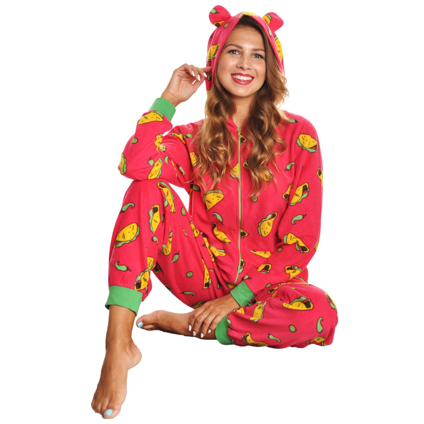 Unisex FLEECE Novelty One-Piece Hooded Pajamas (1-Pack)
