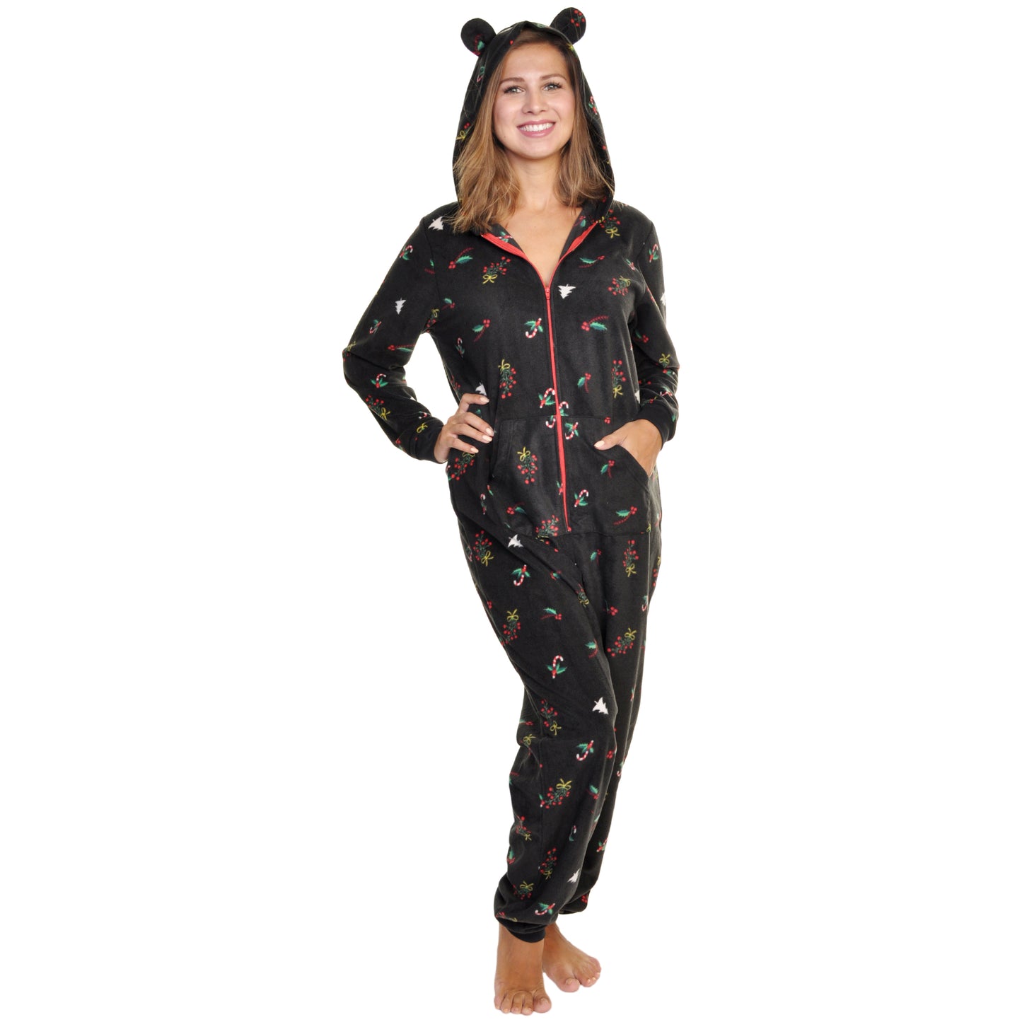Unisex FLEECE Novelty One-Piece Hooded Pajamas (1-Pack)