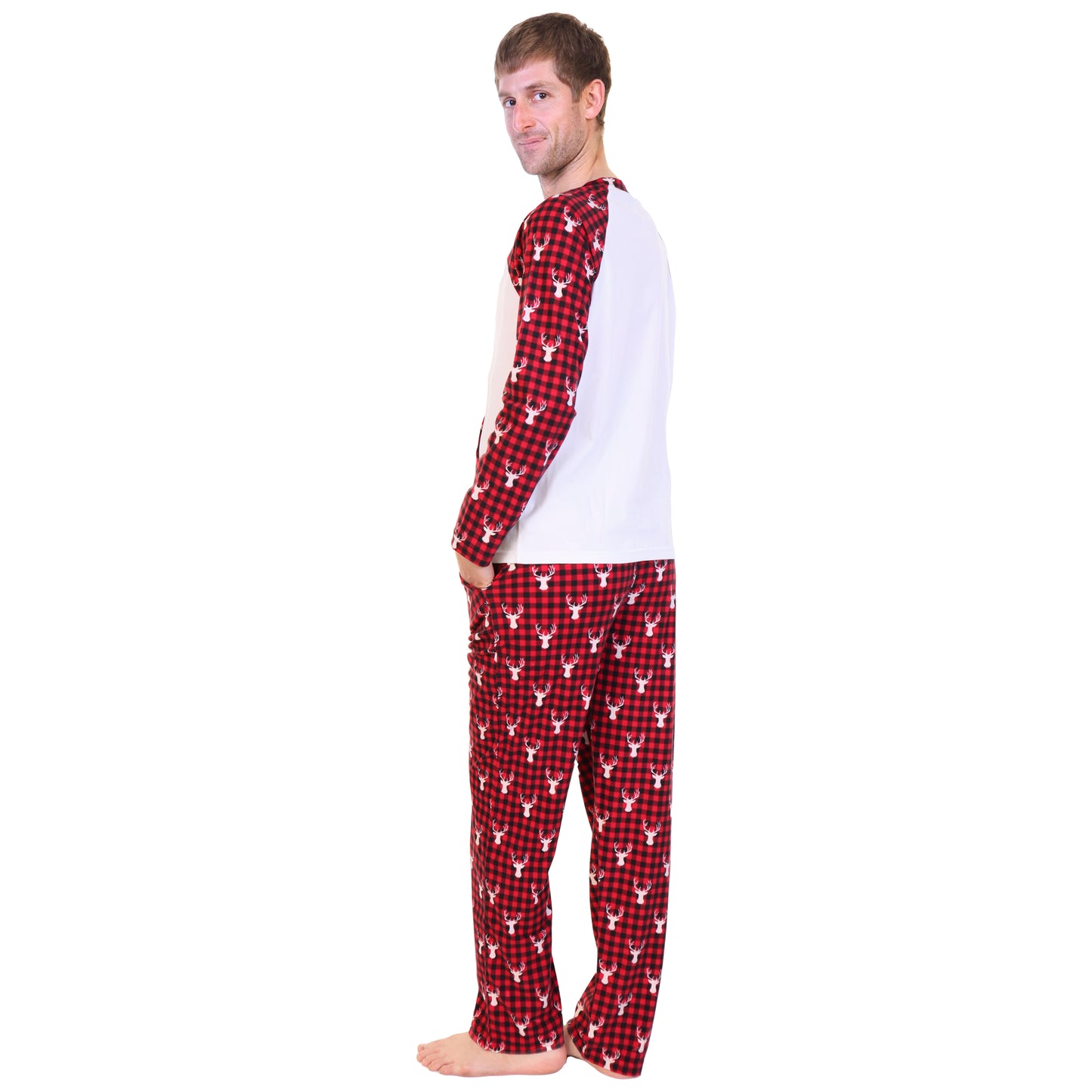 Flannel Kangaroo Pocket Raglan Shirt with Pajama Pants Set (1-Pack)