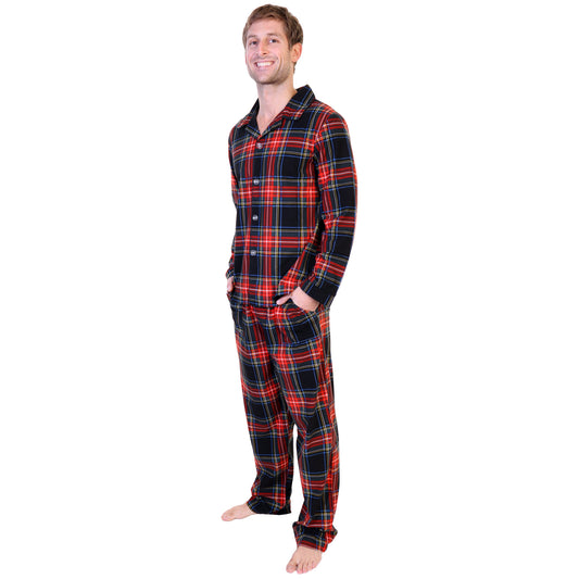 COZY Flannel Notch Collar Pajama Set (1-Pack)