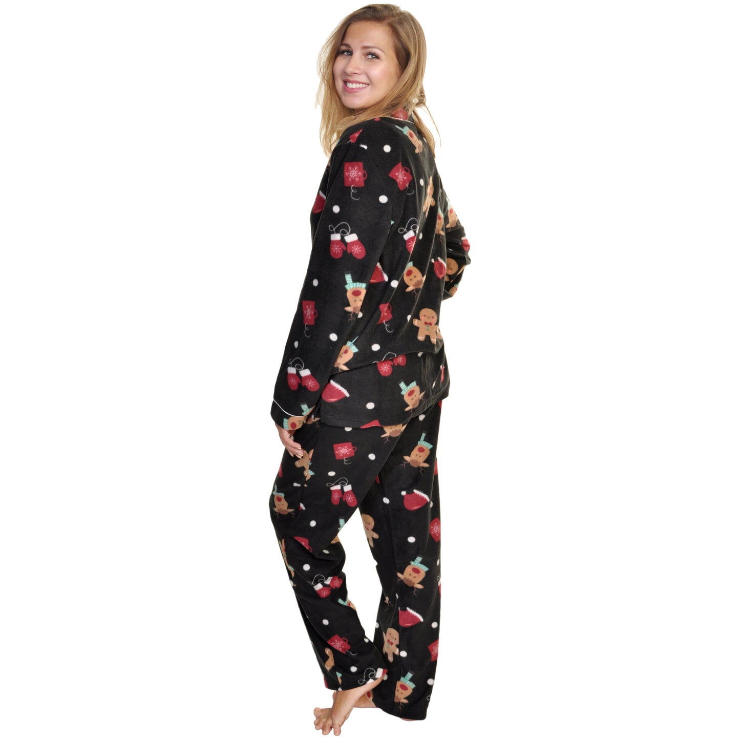 Cozy Fleece Notch Collar Pajama Set with Pockets (1-Pack)