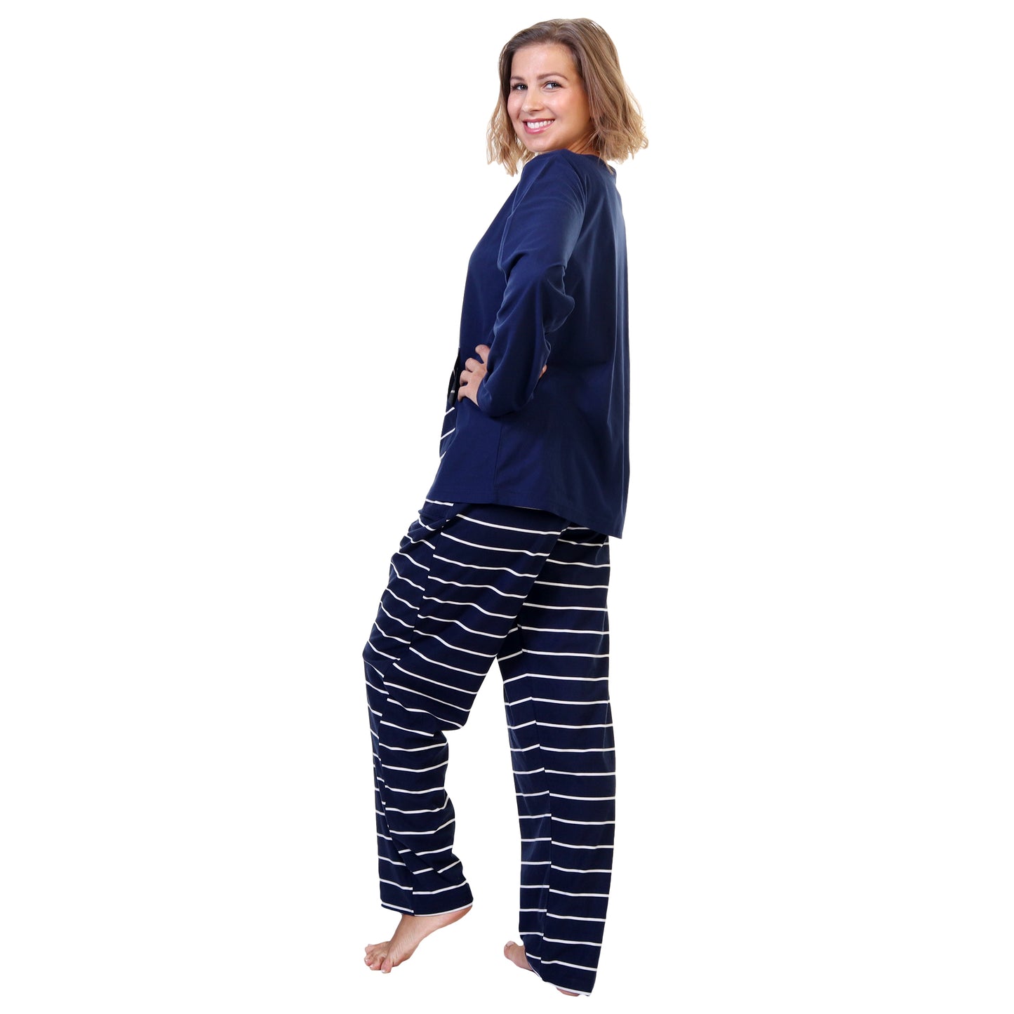 Kangaroo Pocket Shirt Top with Flannel Pants Pajama Set (1-Pack)