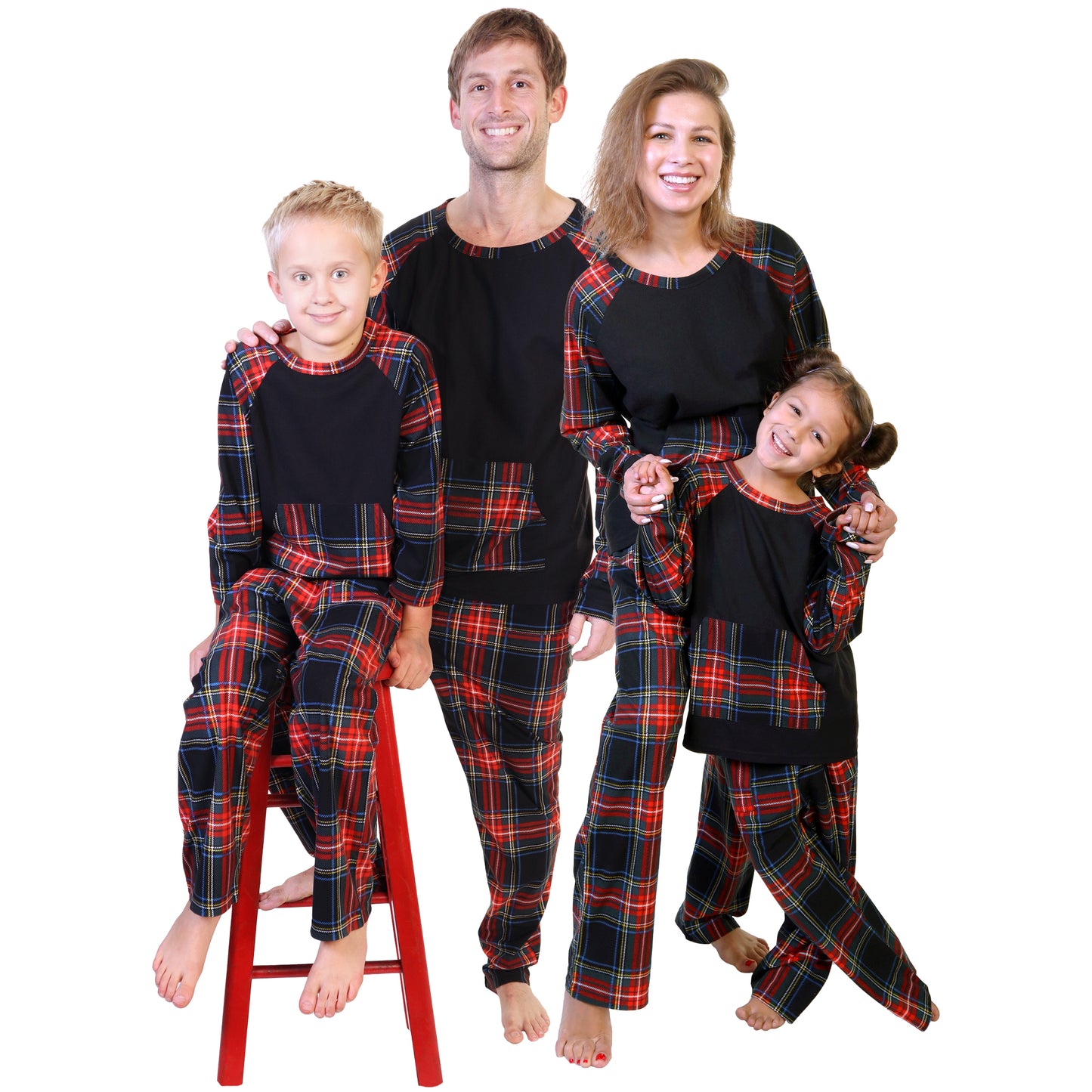 Flannel Kangaroo Pocket Raglan Shirt with Pajama Pants Set (1-Pack)