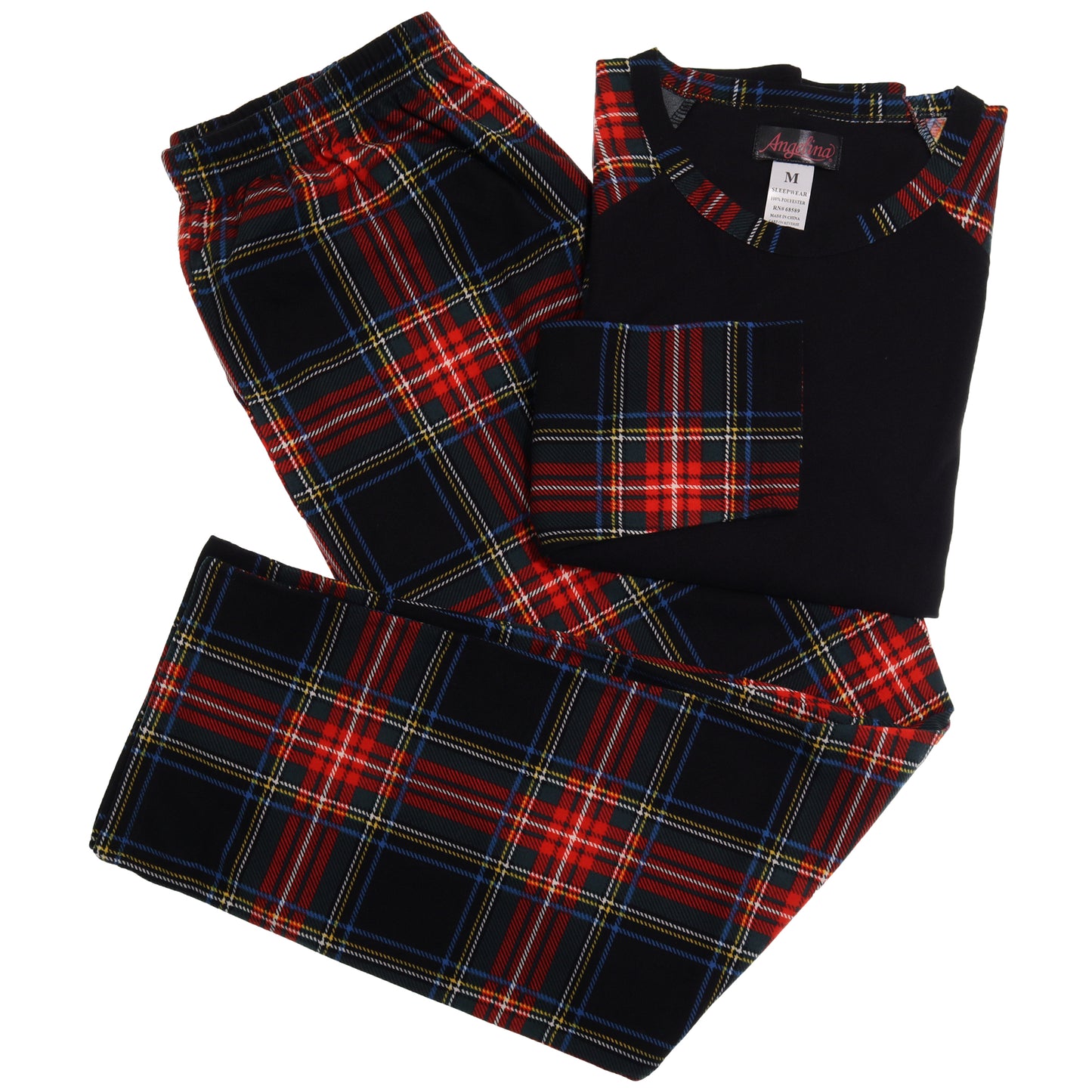 Flannel Kangaroo Pocket Raglan Shirt with Pajama Pants Set (1-Pack)