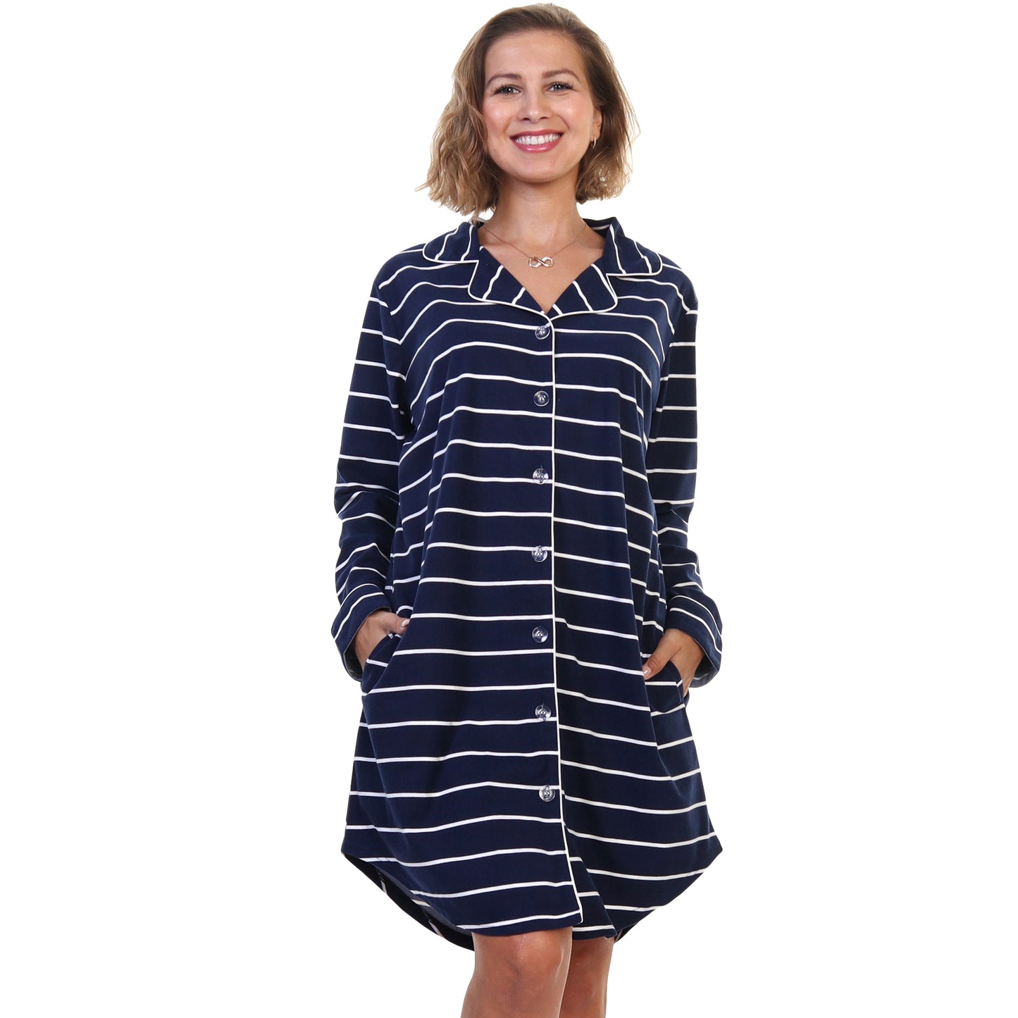 Women's Flannel Button Down Sleep Shirt Dress Pajama (1-Pack)