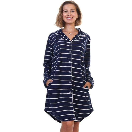 Women's Flannel Button Down Sleep Shirt Dress Pajama (1-Pack)