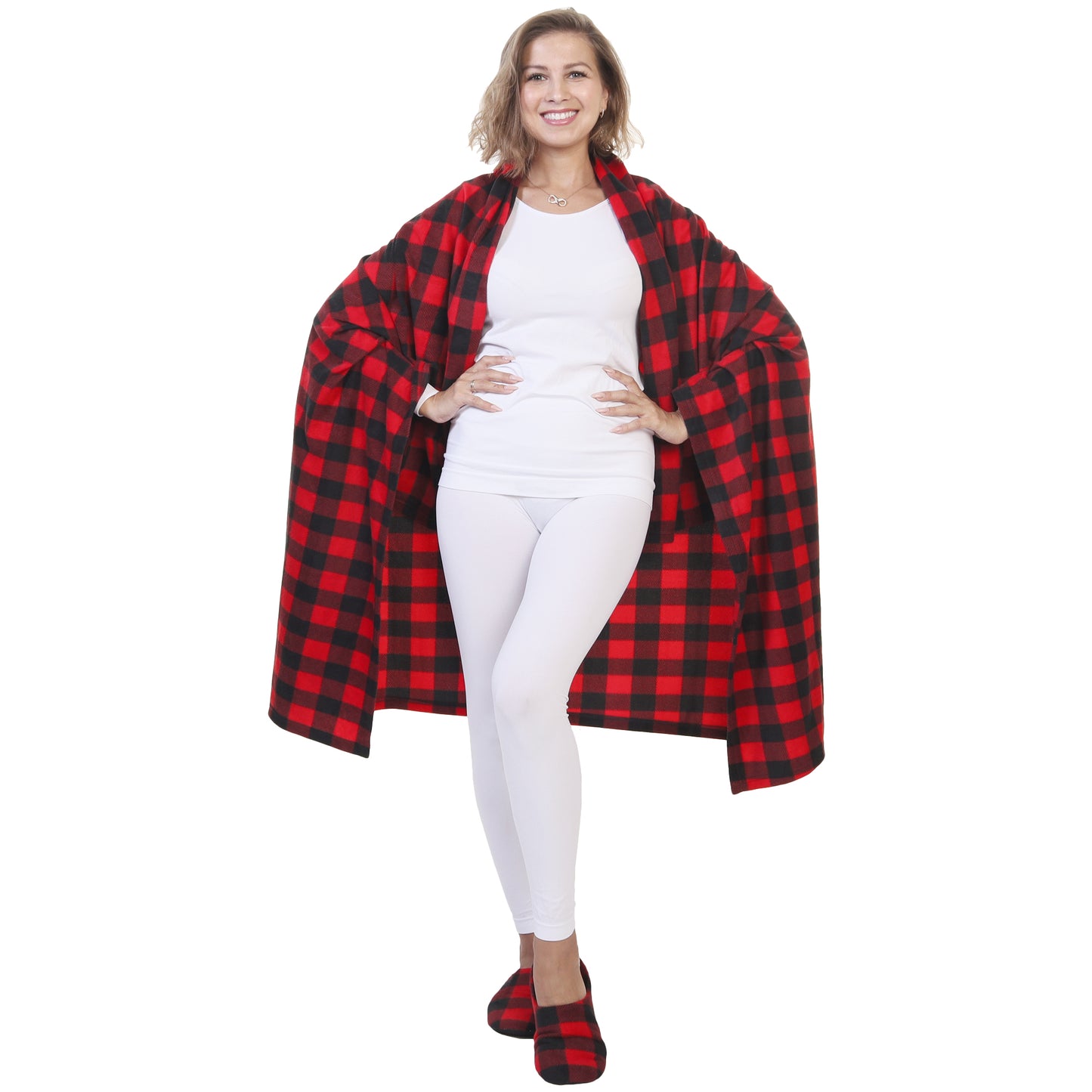 Women's Cozy Fleece Blanket with Slipper (1-Pack)